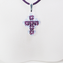 Pendant 30cm - Trina-Purple Suedine - Pendant 30cm - Laiton argenté